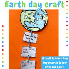 an earth day craft with the words i can help the earth by hanging on it