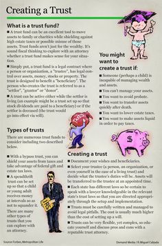 a brochure describing the benefits of trust