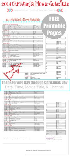 the free printable christmas movie schedule