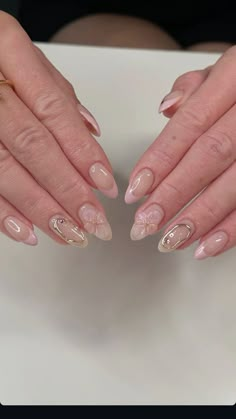 Cute Nails For Wedding Guest, Christmas Minimalistic Nails, White Nude Nail Designs, Bridal Nail Inspiration, Clear Nude Acrylic Nails, French With Design Nails, Nails Neutral Design, Short Japanese Nails, Bridgerton Nails Inspired