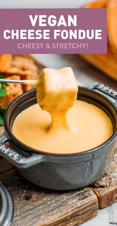 vegan cheese fondue in a cast iron skillet