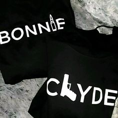 2pc Couples Bonnie & Clyde Message Both Sizes And Black Or White Ty Matching Couple Things, Bonnie And Clyde Shirts, Couples Matching Shirts, Couples Valentines Day, Matching Couples Shirts, Couples Matching Outfits Swag, Couple T Shirt Design, Outfit Swag, Couple Shirt Design