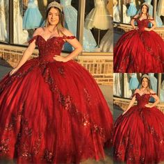 Princess Quinceanera Dresses Sweet 16 Beaded Red 3D Flower Party Prom Ball Gowns Princess Quinceanera Dress, Red Quinceanera Ideas, Royal Blue Quinceanera Dresses, Burgundy Quinceanera Dresses, Vestido Charro, Royal Blue Quinceanera, Quince Stuff, Quinceanera Themes Dresses, Red Quince