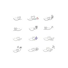 a drawing of hearts and arrows on a white background