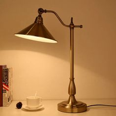 Antique-Style Bronze Conical Table Lamp With Rotary Joint: Metal Bedside Night Light Industrial Wall Lights, Ceiling Lights Living Room, Art Deco Chandelier, Art Deco Lamps, Base 10, Modern Ceiling Fan, Color Bronze, Table Light, Night Lamp