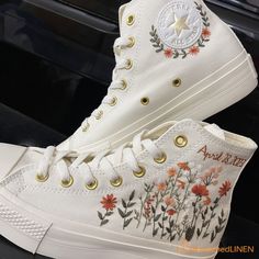 Custom Converse Platform/ Wedding Flowers Embroidered Platform Shoes/ Bridal Flowers Embroidered Sneakers/ Personalized Bridal Sneaker - Etsy Floral Converse Lyst, Personalized White Converse, Flower Custom Converse, Platform Converse Embroidered, Floral Converse Custom, Platform Wedding Ceremony