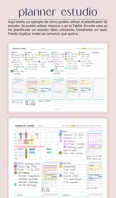 an image of a pink and white poster with the words planner estudio on it