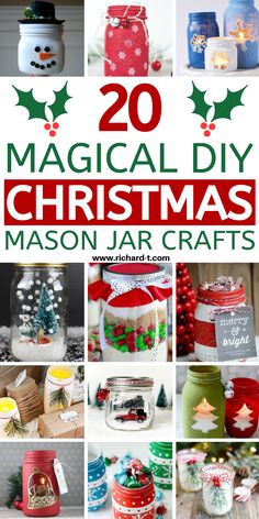 20 christmas mason jar crafts with text overlay