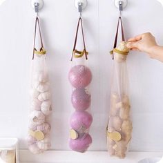 Hanging Mesh Breathable Onion Storage Bag Default Title Kitchen Vegetable Storage, Onion Storage, Vegetable Bag, Fruit And Vegetable Storage, Vegetable Storage, Food Storage Bags, Rv Parts And Accessories, Produce Bags, Net Bag