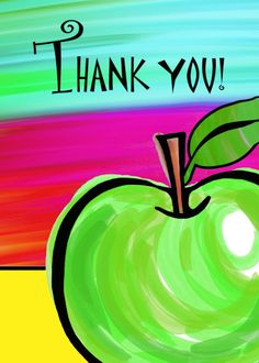 Thank You for Teacher&rsquo;s Aide with Green Apple Painting card Thank You To Teacher, Green Apple Painting, Rosh Hashanah Greetings, Happy Rosh Hashanah, Rosh Hashanah Cards, Apple Card, Apple Painting, Hand Painted Card, Rosh Hashana