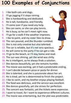 an image of a woman's words and instructions for conjunctions