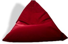 a red bean bag sitting on top of a white floor