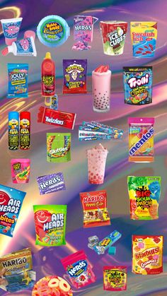 an image of various snacks and candy