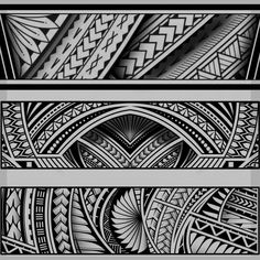 three black and white images of different designs