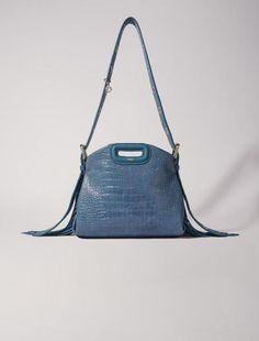 Mock croc Miss M mini bag Blue For Women | Maje Best Caps, It Bag, Blazer Jeans, Croc Leather, Crocodile Leather, Blazer With Jeans, Basket Bag, Boot Pumps, Mini Tote