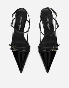 Dolce & Gabbana Patent Leather Slingbacks - Black | Editorialist Pretty Heels, Luxury Boots, Dg Logo, Shoes Heels Classy, Elegant Heels, Classy Shoes, בר מצווה, Heels Classy, Cute Heels