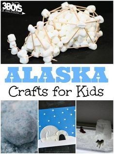 alaska crafts for kids with text overlay that reads alaska crafts for kids and pictures of food