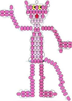 an image of a cat made out of pink beads