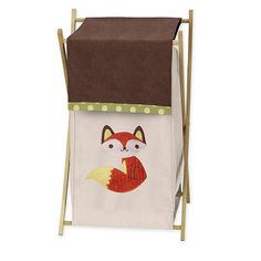 a laundry hamper with a fox design on it