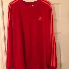 Brand New Men’s Adidas Long Sleeve. Red Adidas Tops For Winter, University Red Long Sleeve Tops For Spring, Adidas Red Winter Tops, Adidas Red Sporty Top, Red Adidas Sporty Top, Sporty Red Adidas Top, Adidas Shirt, Red Adidas, New Man