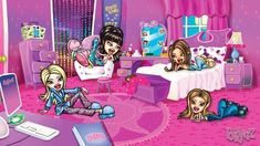 the girls are playing in their bedroom together