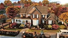 Cozy Autumn Family Home | The Sims 4 Speed Build Sims 4 Family Home Cc, Sims 4 Autumn House, Sims 4 Family House Floor Plans, Sims 4 Cozy House, Family House Sims 4, Sims 4 Houses Ideas, Sims 4 Family Home, Home The Sims 4, Sims 4 Family House