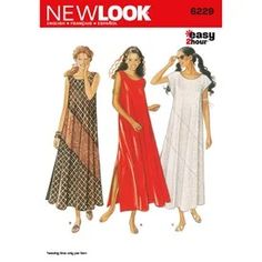 three women's dresses and one woman's dress sewing pattern from new look