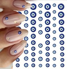 Evil Eye nail stickers for nail art. You will receive one sheet like shown in photos perfect for all nail art designs. For best results use tweezers to pick up & Pell off the stickers and place on nails to create your own designs! Evil Eye Nail Design, Evil Eye Nail, Nail Decals Diy, Evil Eye Nails, Line Nail Art, Witch Nails, Eye Nail Art, Nail Art Stickers Decals, Manicure Tips