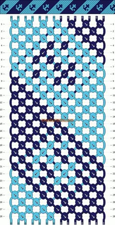 a cross stitch pattern with blue and white squares on the bottom, and an image of a