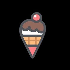 an ice cream sundae with chocolate icing and cherry on top in a black background