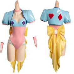 two female mannequins dressed in swimsuits with hearts on them