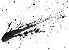 an ink splattered black and white photo