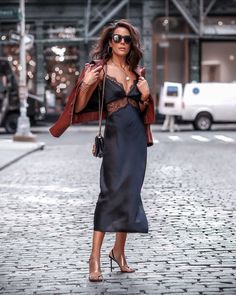 Lace Slip Dress Outfit, Lucy Hernandez, Slip Dress Outfit, Fashion Network, Beautiful Black Dresses, Black Silk Dress, Cami Nyc, Black Celebrities, Lace Slip Dress