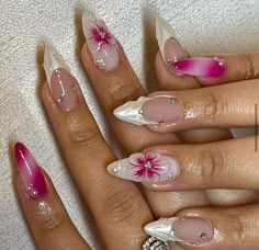 Jelly Nails Flowers, Europe Acrylic Nails, Almond Nails Graduation, Orchid Nails Square, Jelly Flower Nails, Sculpted Flower Nails, Orquideas Nails, Maddy Perez Nails, Water Drop Nails