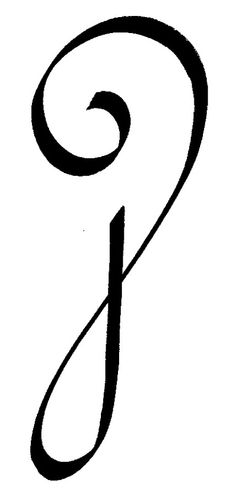 the letter p in black and white with a swirly design on it's side