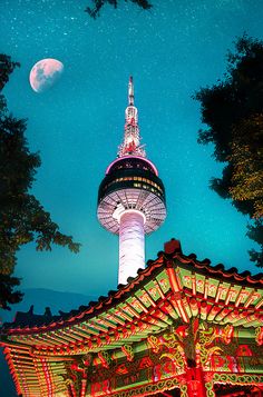 Korean Moonlight on Behance South Korea Paintings, Korean Retro Poster, Korea Painting, Korea Illustration, Korean Night, Art Of Korea, Iphone Wallpaper Ios 11, Night Views, Seoul Korea Travel