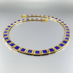 Statement collier necklace Lapis lazuli with solid 18k gold inlay work. Unique gift for her, wife, girlfriend, woman, September and December birthstone, 9 year anniversary. Cleopatra's dream This piece of jewelry art is hand made and piece by piece the stone was worked seamlessly into the precious metal. Combining of solid 18K gold with Lapis Lazuli expresses elegance and this one of a kind piece is a true eye catcher. Each piece is worked not to be an exact square and to give a curve to the col Luxury Royal Blue Jewelry For Formal Occasions, 9 Year Anniversary Gift, 9 Year Anniversary, Piece By Piece, Year Anniversary Gifts, Unique Gifts For Her, Wedding Necklaces, December Birthstone, Blue Gemstones