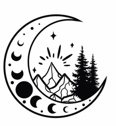 the moon with trees and mountains on it