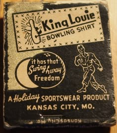 an old bowling shirt advertises the holiday sportswear product kansas city, mo