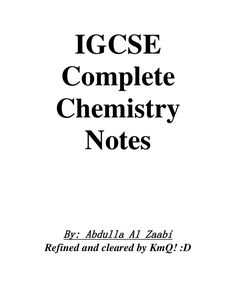 the cover for igse complete chemistry notes