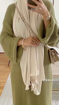 2. Fashion: #fashion, #style, #outfitinspiration, #beauty Hijabi Winter Outfits Modest Fashion, Winter Outfits Green, Aesthetic Maxi Dress, Hijab Outfit Aesthetic, Hijabi Winter Outfits, Modest Winter Outfits, Green Knit Dress, Estilo Hijab