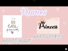 a pink background with princess pictures on it and the words framers written in black