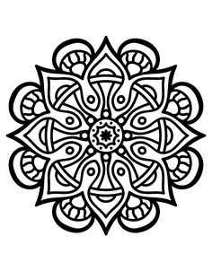 a black and white drawing of an intricate flower design with circles in the shape of flowers