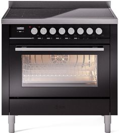 an oven with the door open on a white background