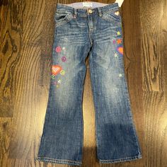 Gap Embroidered Bootcut Jeans Size 5 Nwt The Gap Jeans, Pink Bootcut Jeans, Embroidered Jeans Hearts, Heart Pocket Jeans, Bootcut Jeans Kids, Denim Jeggings, Lined Jeans, White Denim Jeans, Pull On Jeans