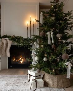 a decorated christmas tree in a living room