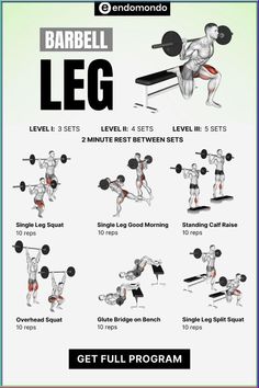 the barbell leg workout poster is shown