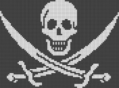 a cross stitch pattern with a skull and crossed swords