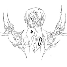 an anime character with wings on his back