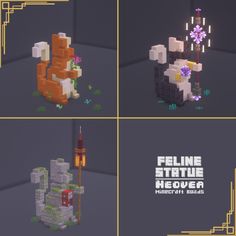 four different images of the same character in minecraft, with text reading feline strute neuver